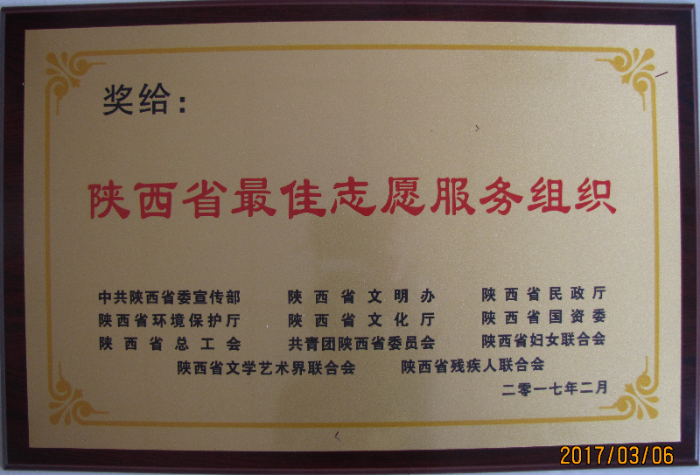 渭南天然氣公司志愿服務(wù)隊(duì)再獲殊榮：榮獲“陜西省最佳志愿服務(wù)組織”稱號
